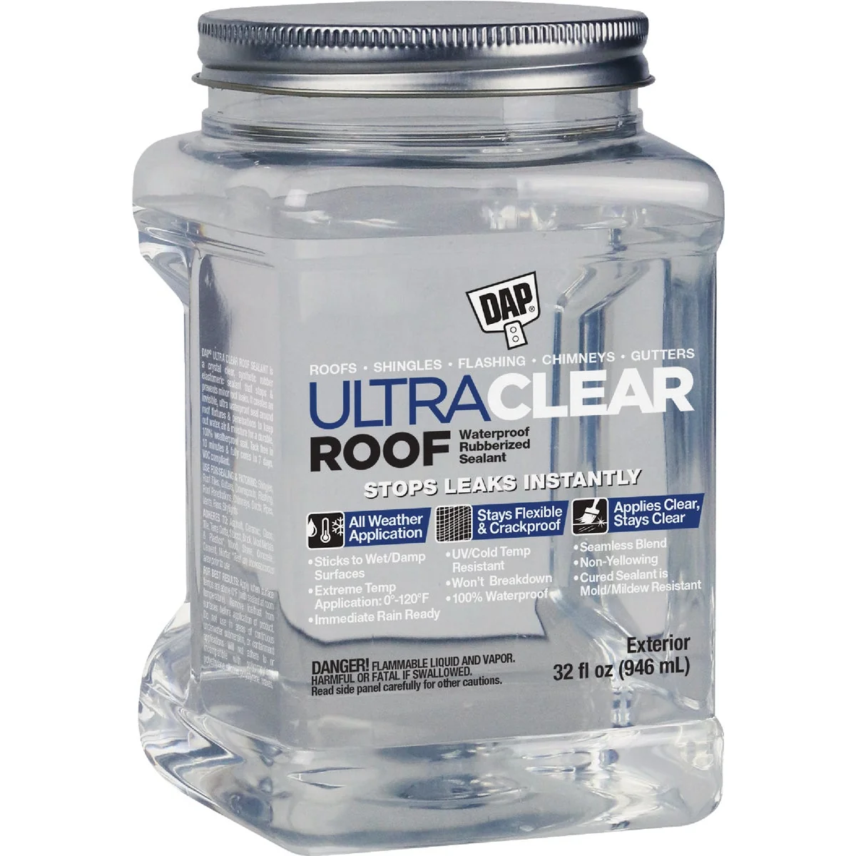 Safe Dap Ultra Clear Roof 32 Oz. Waterproof Rubberized Roof Sealant Traditional