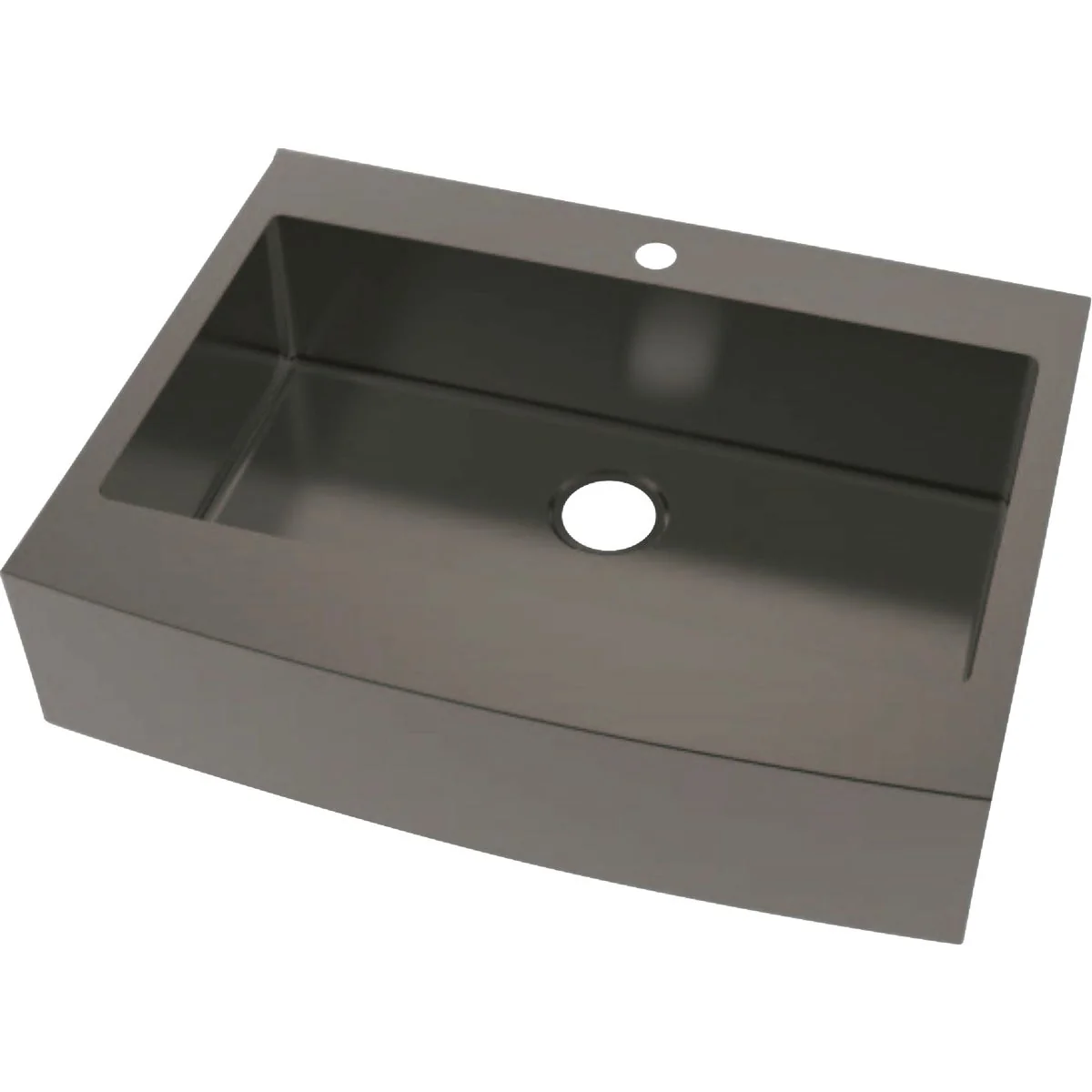 Classic CMI Single Bowl 33 In. x 25 In. x 8 In. Black Stainless Steel Retrofit Dual Mount Curved Front Apron Farm Sink Natural
