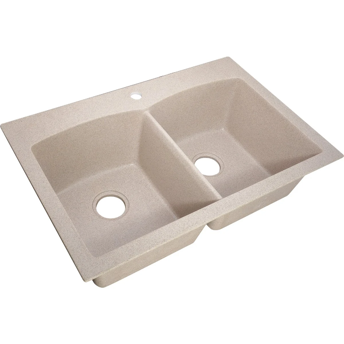 Advanced CMI Double Bowl 33 In. x 22 In. x 9 In. Sand Granite Composite Dual Mount Single Hole Kitchen Sink Modern