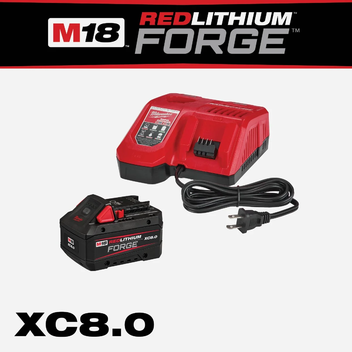 Lightweight Milwaukee M18 REDLITHIUM FORGE Lithium-Ion High Output XC 8.0 Ah Batte Effective