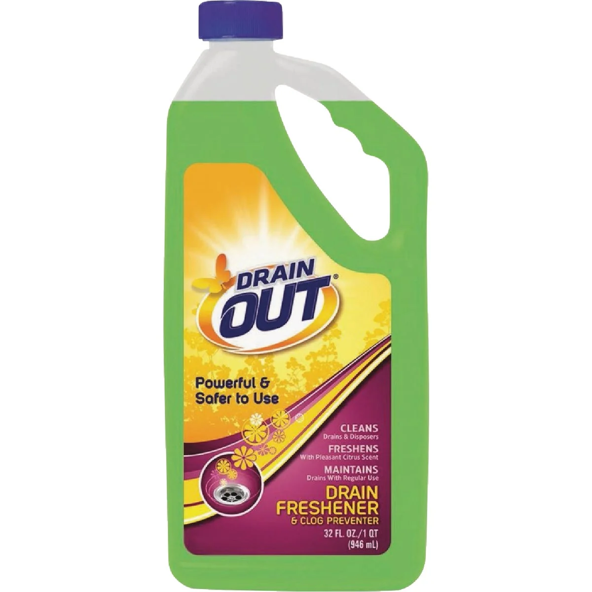 Lightweight DrainOut 32 Oz. Liquid Drain Freshener Clog Preventer Minimalist