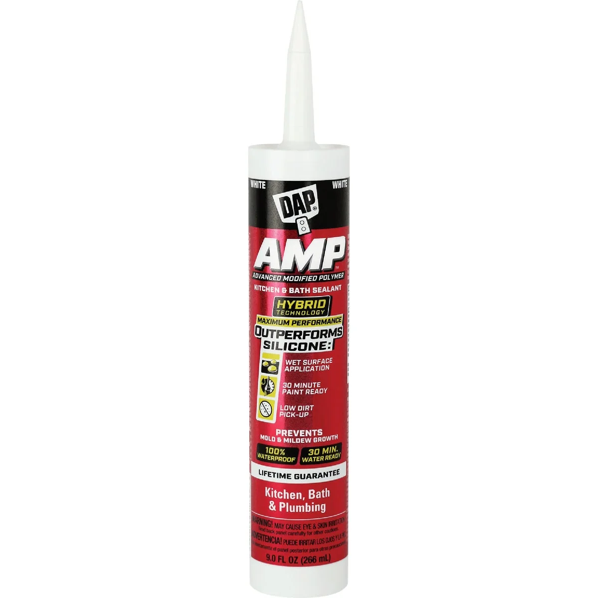 Expertly Made DAP AMP 9 Oz. Advanced Modified Polymer Kitchen Bath Plumbing Sealant White Smooth