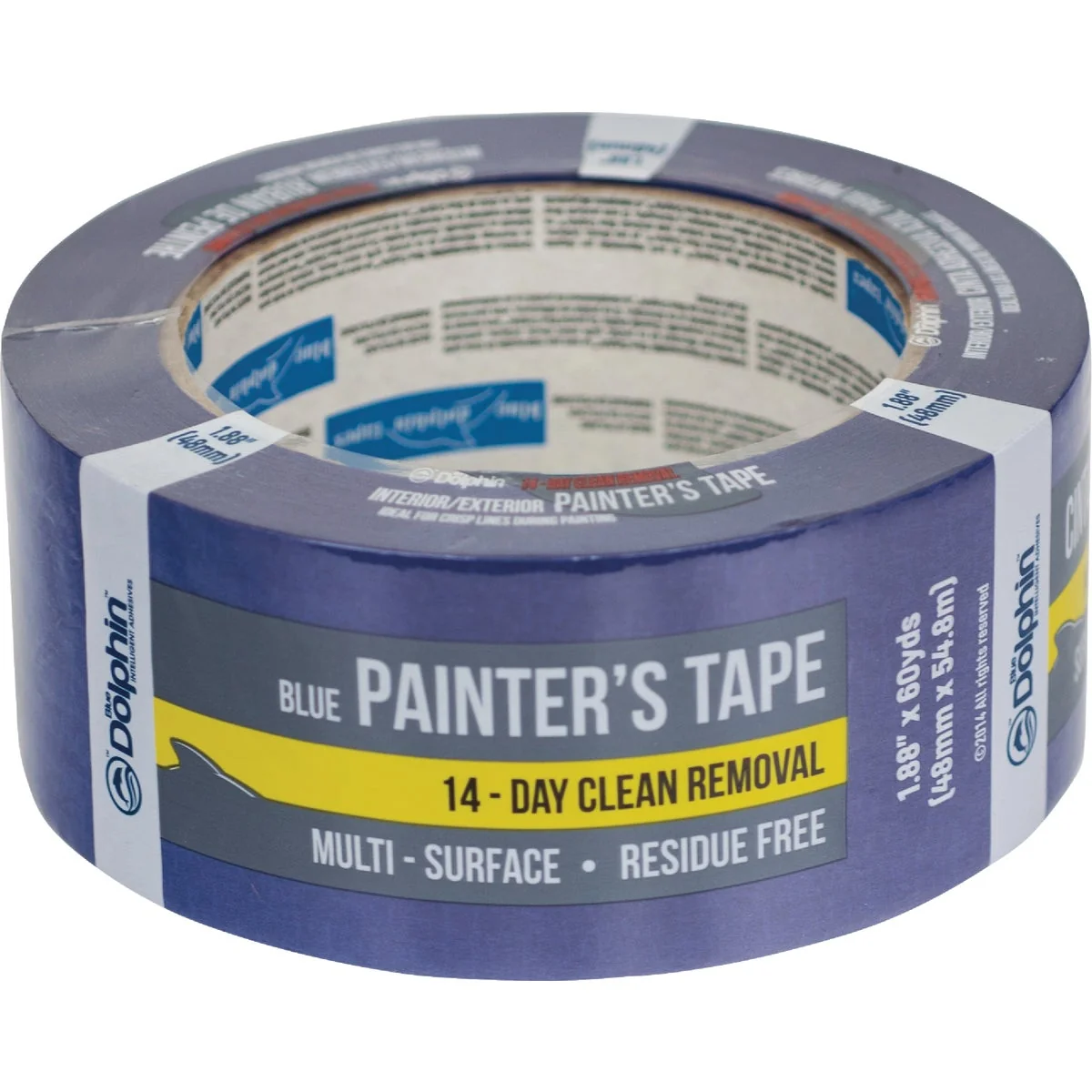 Enhanced Blue Dolphin 1.88 In. x 60 Yd. Blue Painter’s Tape Efficient