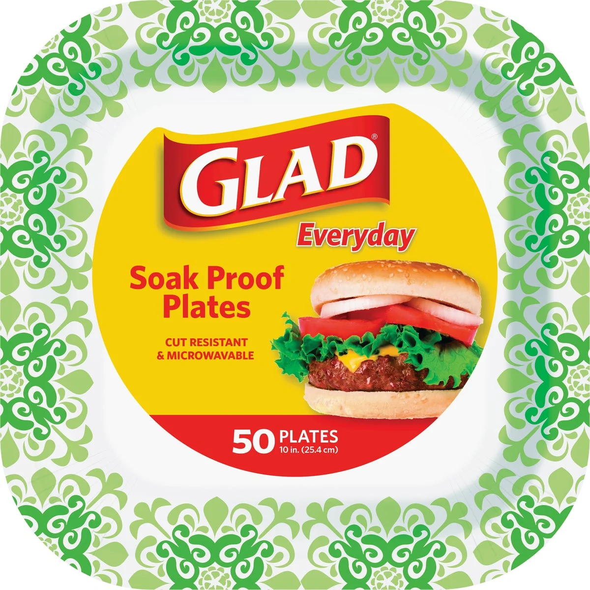 Optimized Glad Everyday 10 In. Green Square Paper Plates 50-Count User-Friendly
