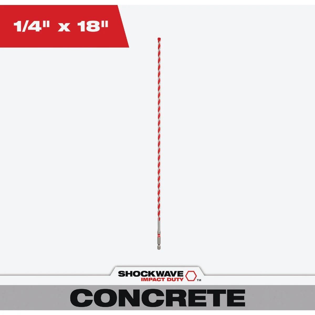Enhanced Milwaukee SHOCKWAVE 1 4 In. x 18 In. Impact Duty Masonry Carbide Hammer Drill Bit Lightweight