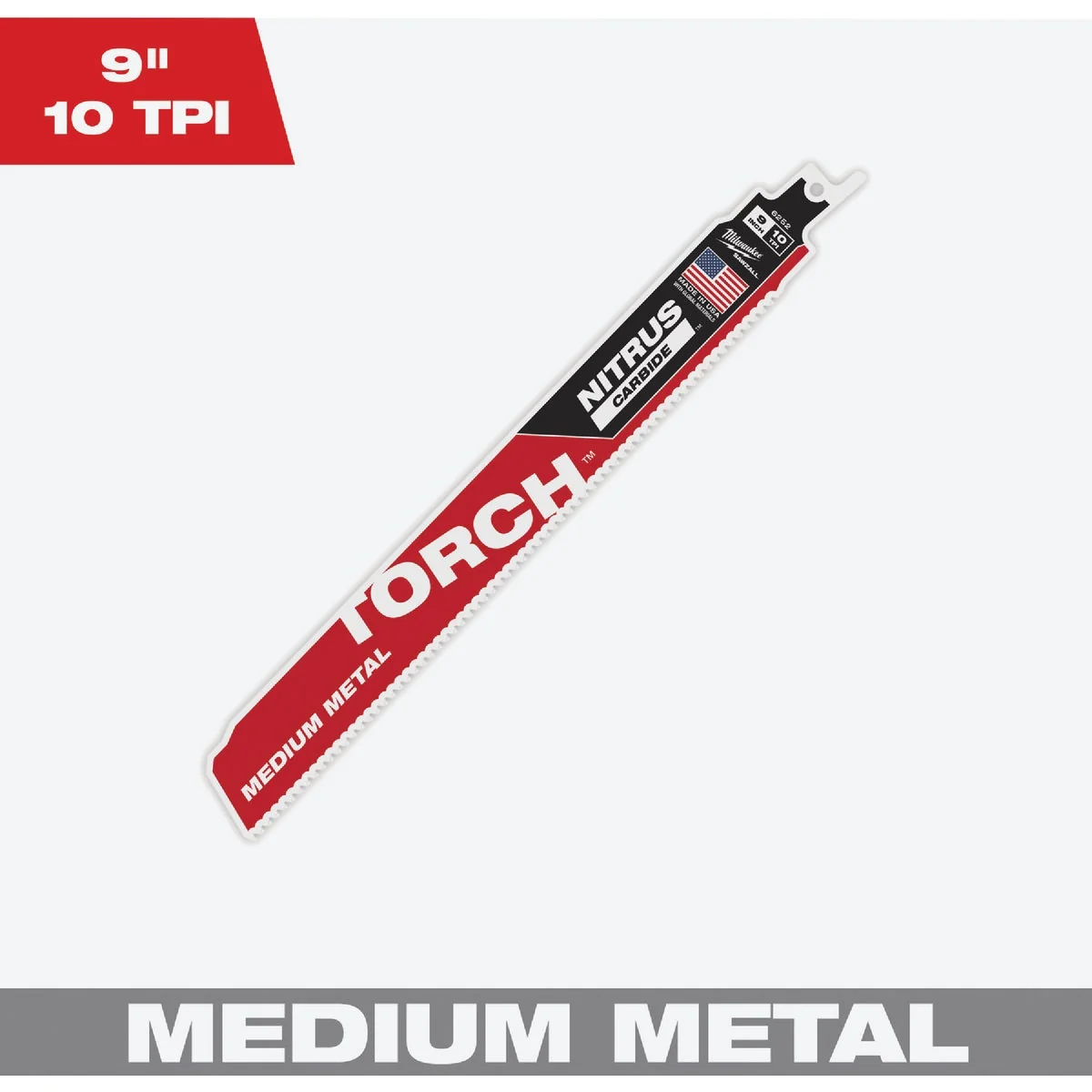 Verified Milwaukee TORCH 9 In. 10 TPI NITRUS CARBIDE Teeth for Medium Metal Cutting Reciprocating Saw Blade High-Grade