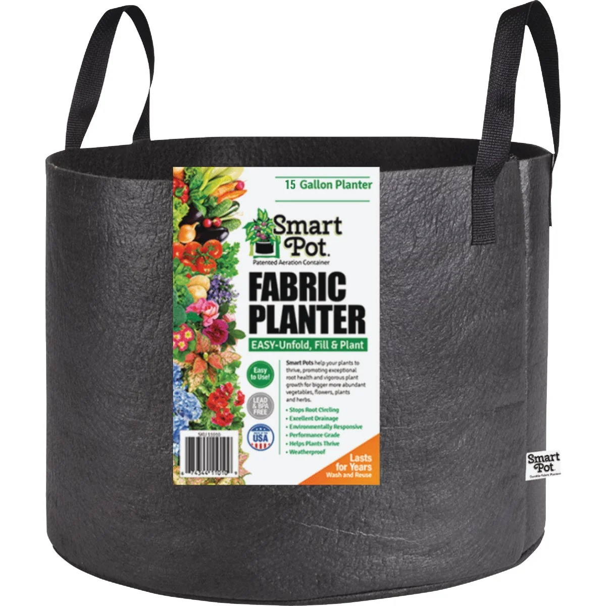 Comfortable Smart Pot 15 Gal. Black Fabric Potato Squash Grow Bag Authentic