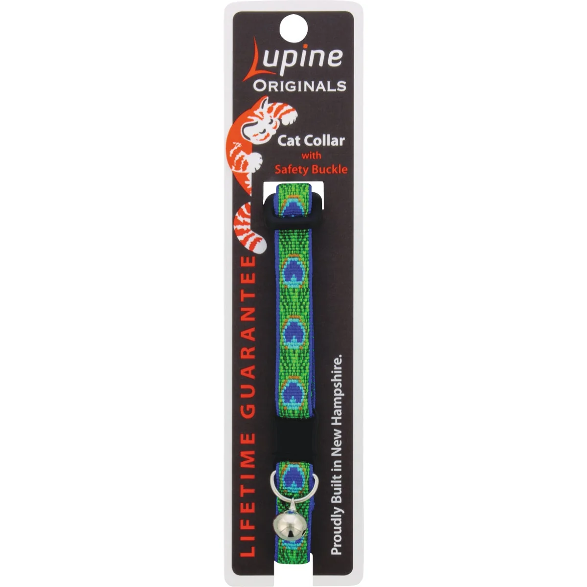 Functional Lupine 1 2 In. Adjustable Tail Feathers Cat Collar with Bell Solid