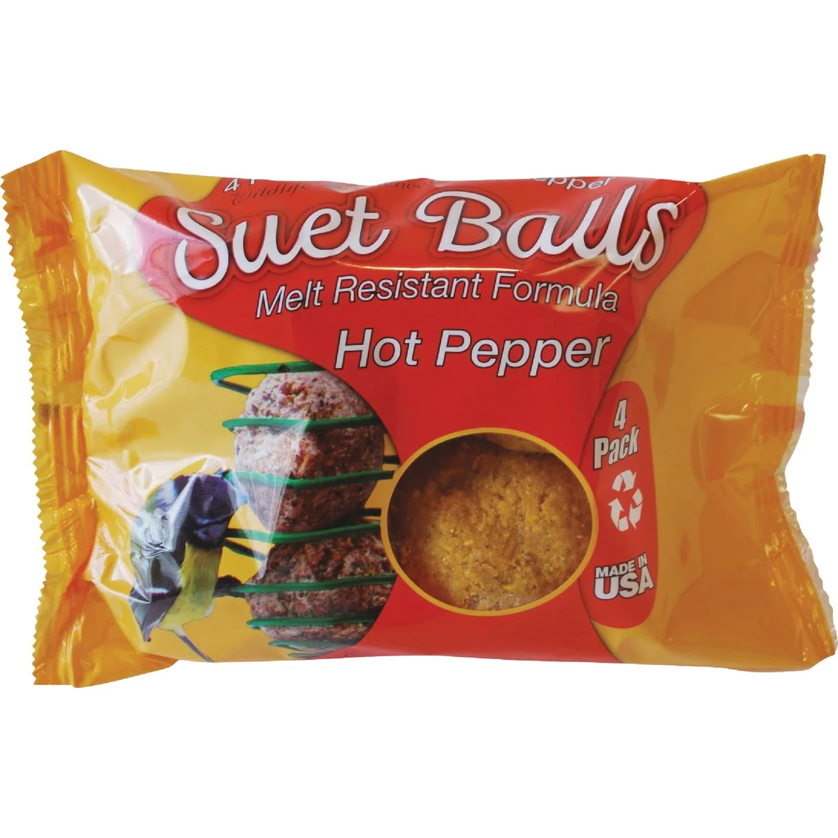 Sophisticated Wildlife Sciences Hot Pepper Suet Ball 4 Pack Green