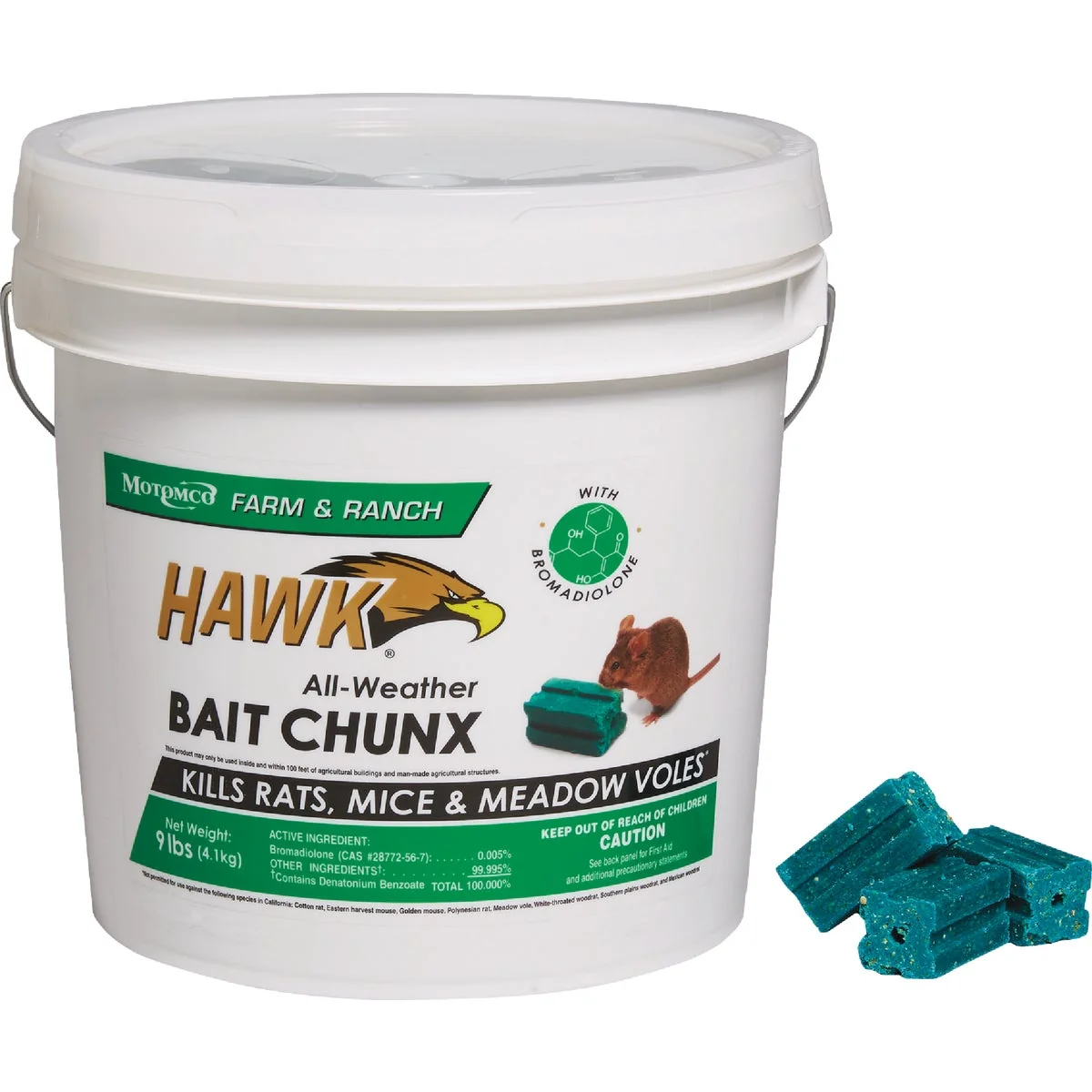 Versatile Hawk 9 Lb. All-Weather Rats Mice Meadow Voles Bait Chunx Detailed
