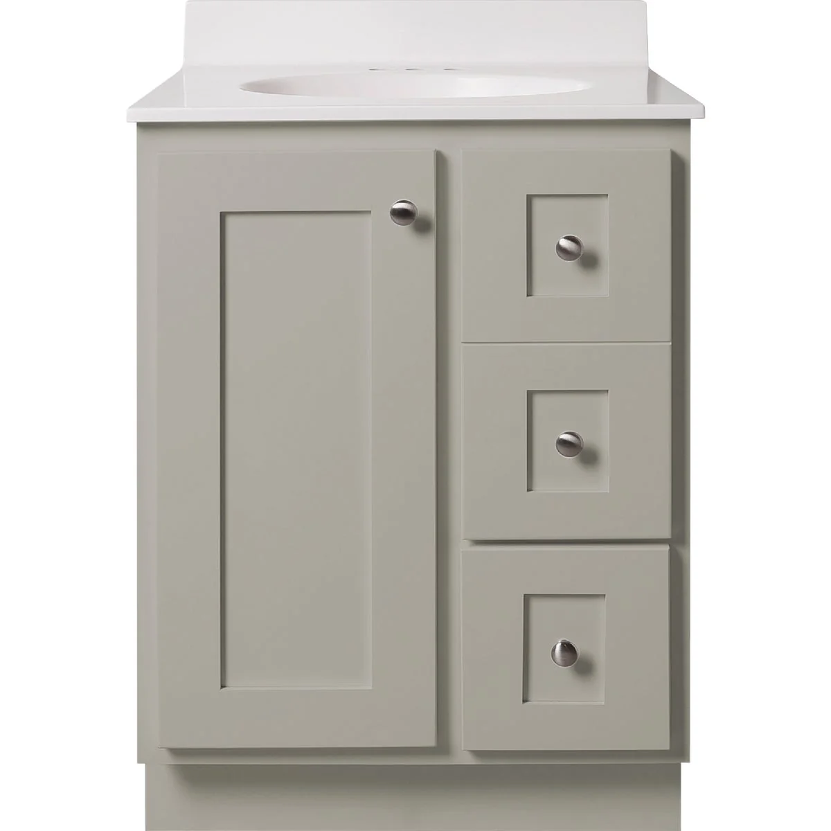 Contemporary Bertch Storage Solutions 24 In. W x 34-1 2 In. H x 21 In. D Harbor Vanity Base without Top 1 Door 3 Drawer Official