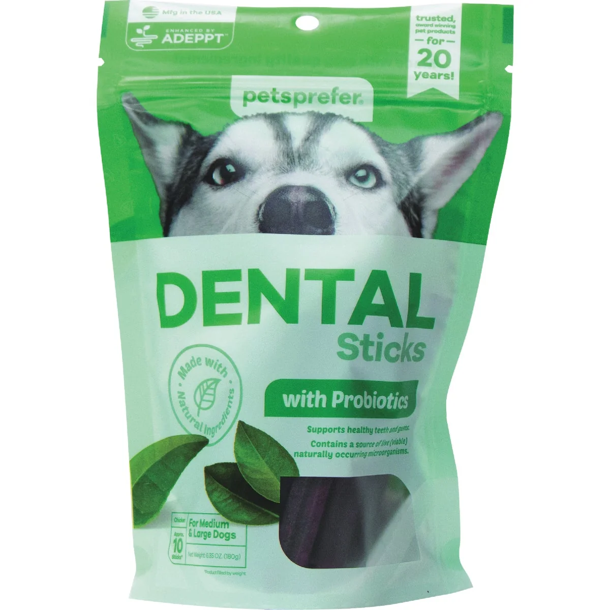 Natural Pets Prefer Dental Sticks with Probiotics 10-Count Advanced