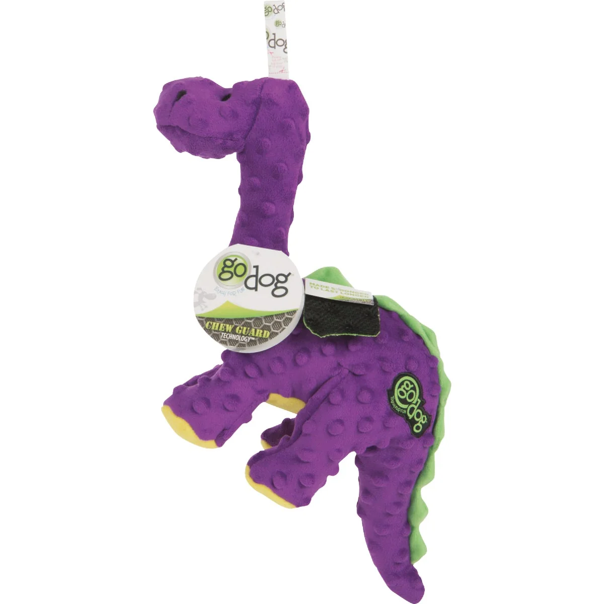 Contemporary goDog Dinos Bruto Large Purple Squeaky Plush Dog Toy Casual