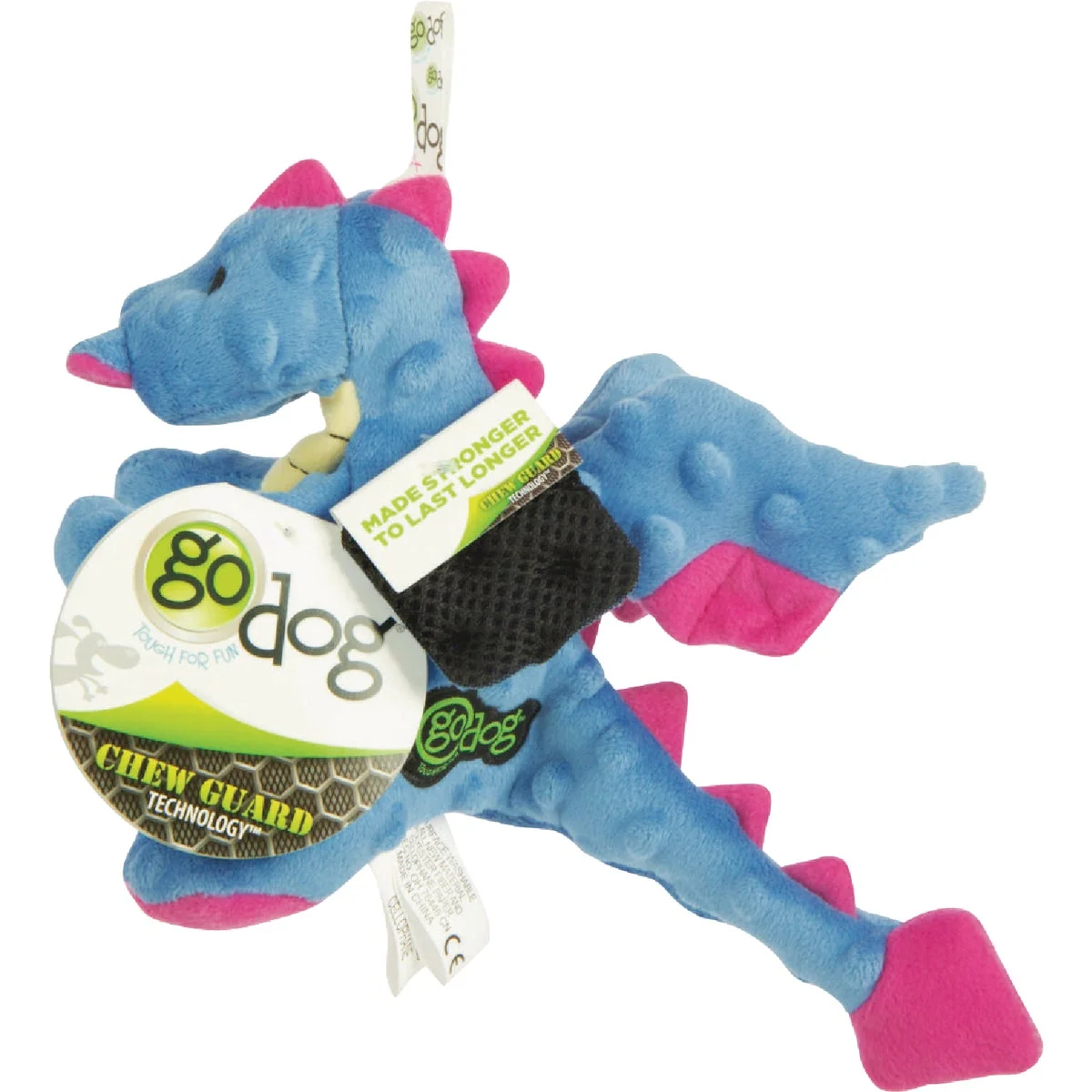 Contemporary goDog Dragons Small Periwinkle Squeaky Plush Dog Toy Exclusive