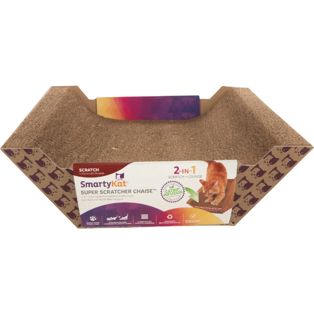 Green SmartyKat Super Scratcher Chaise with Catnip Infusion Technology Classic