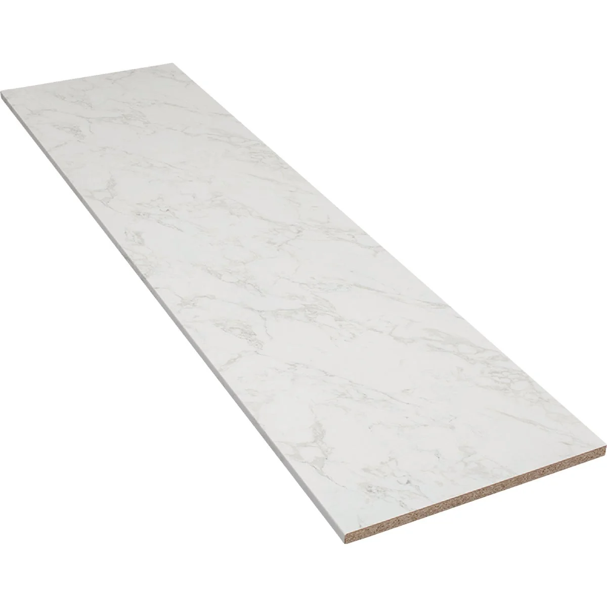 Detailed VT Industries Stretta 4 Ft. Laminate White Marble Countertop Secure