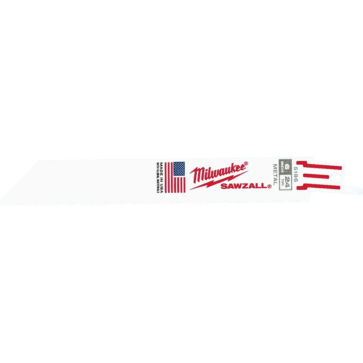 Official Milwaukee SAWZALL 6 In. 24 TPI Metal Reciprocating Saw Blade Bulk Solid