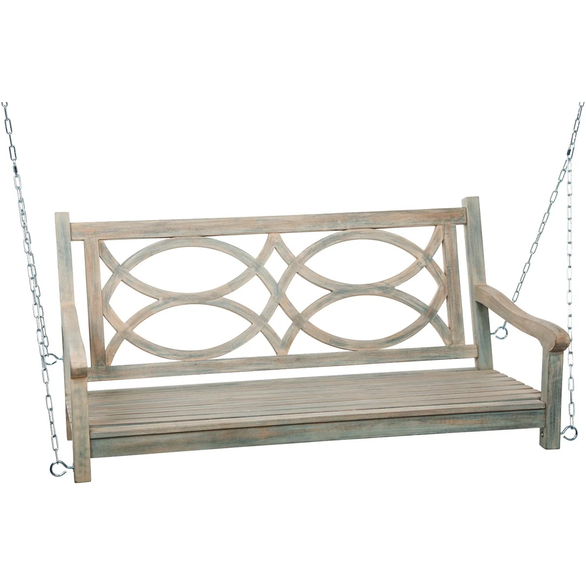 Artisan Jack Post Pisces 4 Ft. Indonesian Hardwood Porch Swing with Gray Wire Finish Powerful