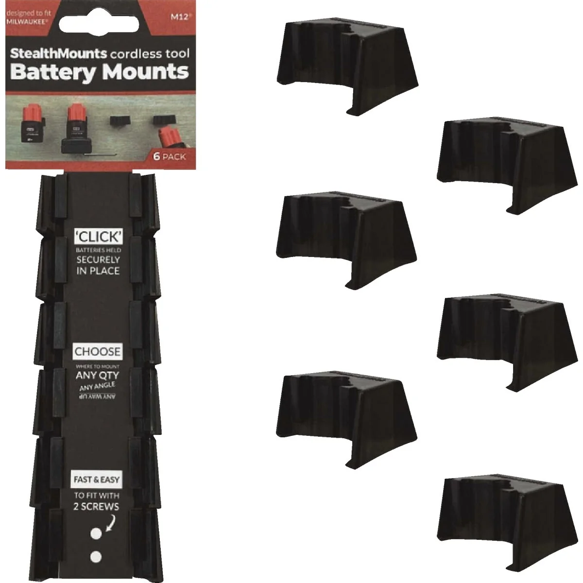 Smooth StealthMounts Battery Mounts for Milwaukee M12 6-Pack Stylish