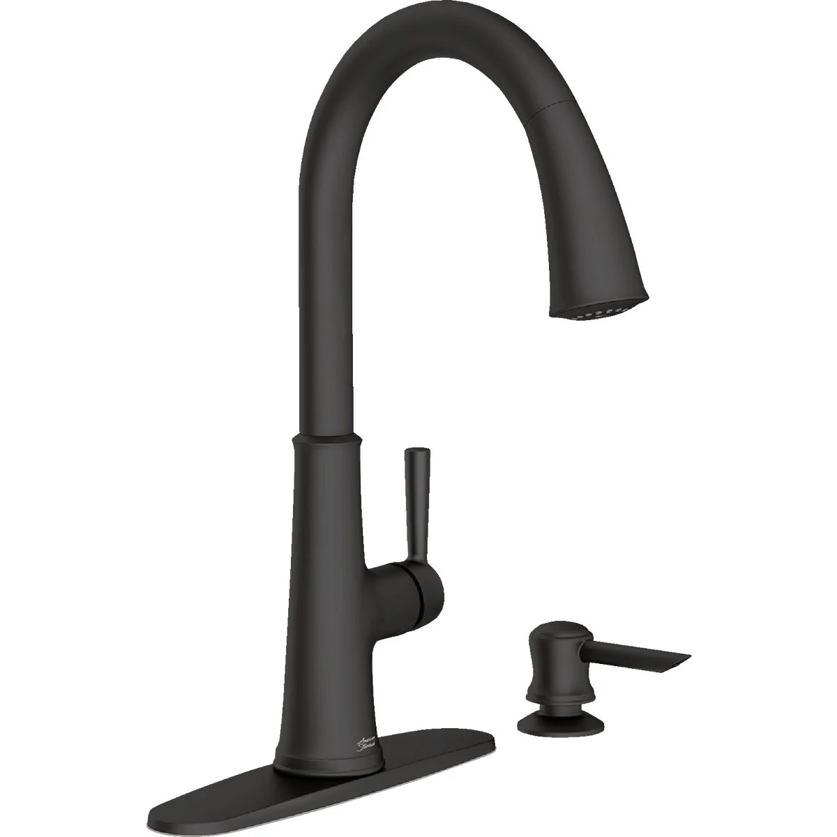 Original Design American Standard Maven 1-Handle Lever Pull-Down Kitchen Faucet with Soap Dispenser Matte Black Advanced