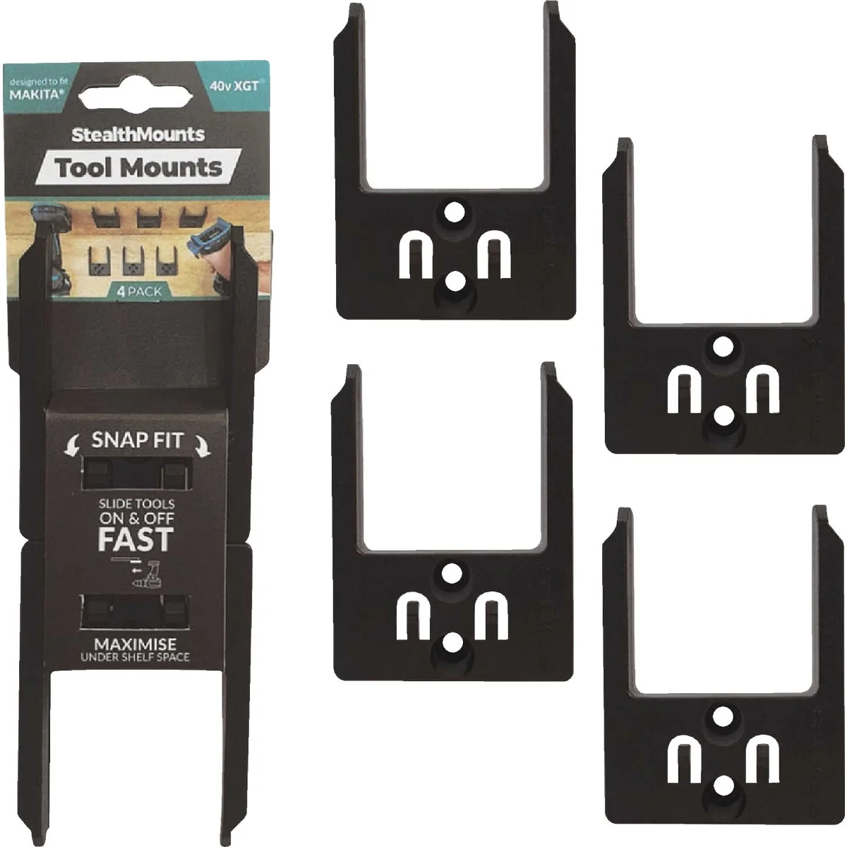Smart StealthMounts Tool Mounts for Makita 40V XGT 4-Pack Powerful