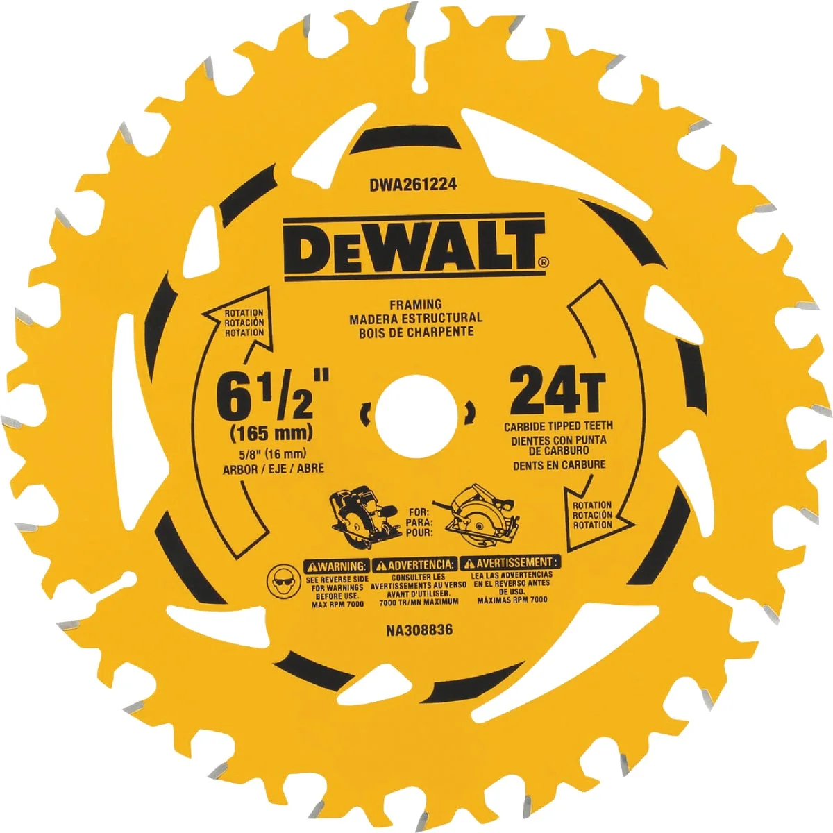 Next-Generation DEWALT 6 1 2 In. 24-Tooth Framing Circular Saw Blade Natural