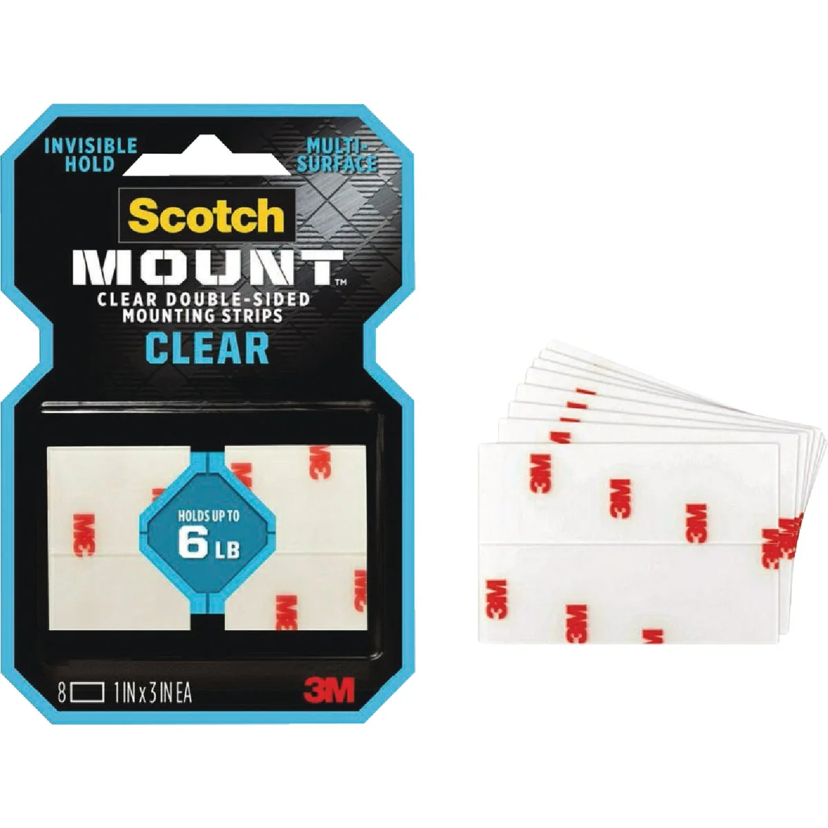 Verified Scotch Mount 1 In. x 3 In. Clear Double-Sided Mounting Strips 8-Count High-Quality