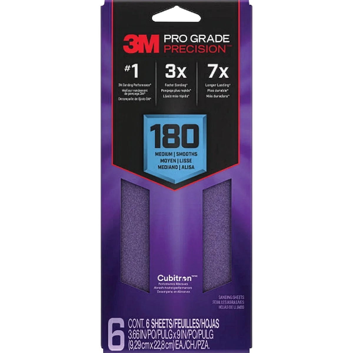 Detailed 3M Pro Grade Precision 3-2 3 In. x 9 In. 180 Grit 1 3 Sheet Sandpaper with No-Slip Grip Backing 6-Pack Eco-Friendly