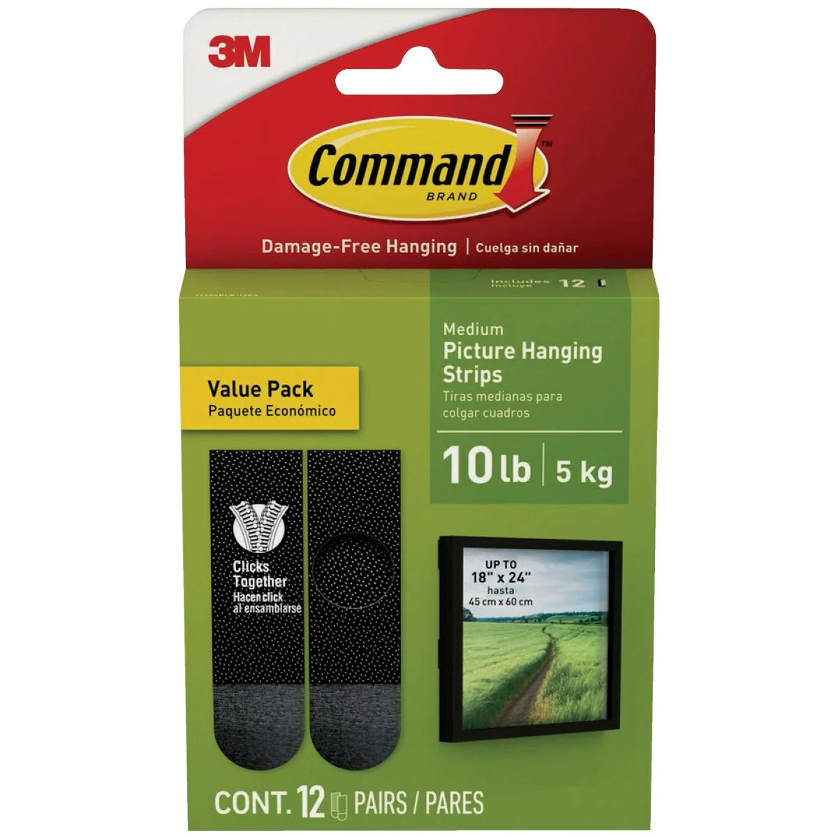 Efficient Command 10 Lb. Black Picture Hanging Strips Value Pack 12 Pairs Expertly Made