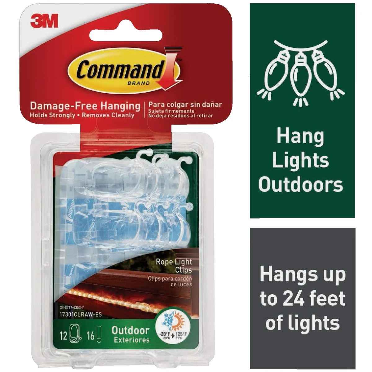 Smart Command Outdoor Rope Light Clips 12 Clips 16 Strips Casual