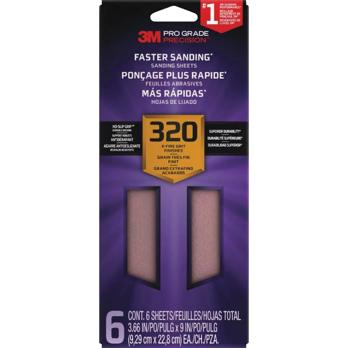 Functional 3M Pro Grade Precision 3-2 3 In. x 9 In. 320 Grit 1 3 Sheet Sandpaper with No-Slip Grip Backing 6-Pack Luxury