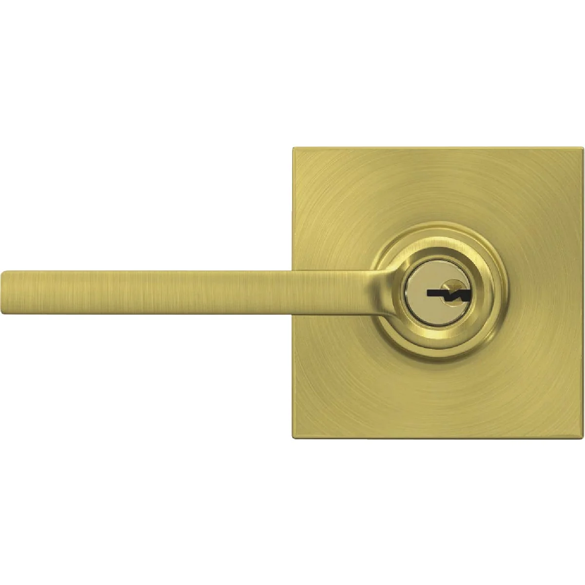 Versatile Schlage Latitude Lever with Collins Trim Keyed Entry Lock in Satin Brass Consistent