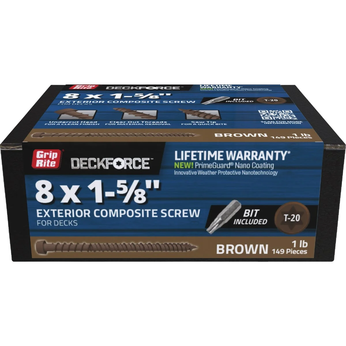 Relaxed Grip-Rite DeckForce 1-5 8 In. Composite Acacia Deck Screw Lightweight