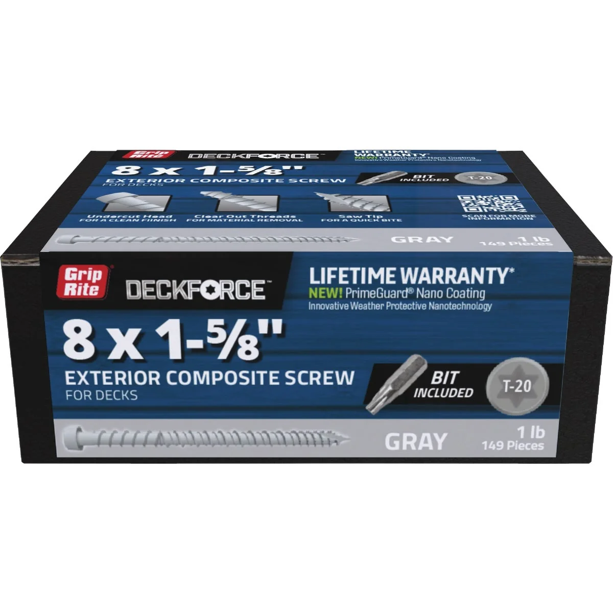Natural Grip-Rite DeckForce 1-5 8 In. Composite Harbor Gray Deck Screw Organic