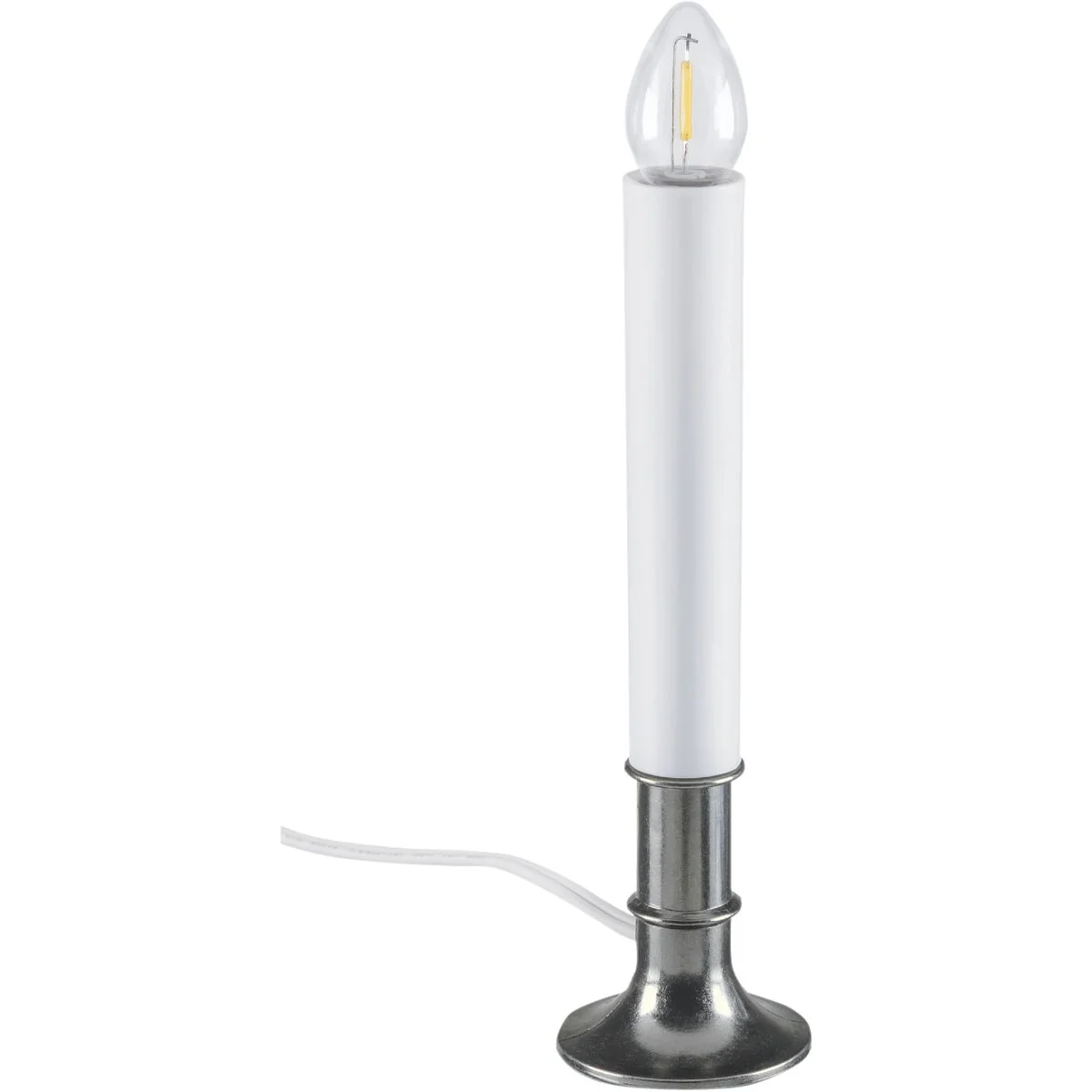 Carefully Designed Xodus 8 In. H. x 1.75 In. D. Nickel Finish Base Plug In Candle with Dusk to Dawn Light Sensor and Replaceable LED C7 Bulb Elite