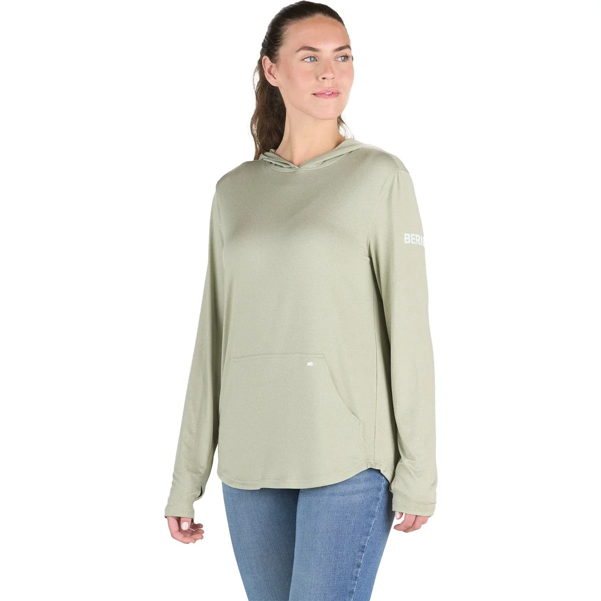 Refined Berne Women’s Large Heathered Seagrass Long Sleeve Hooded UPF Sun Shirt Official