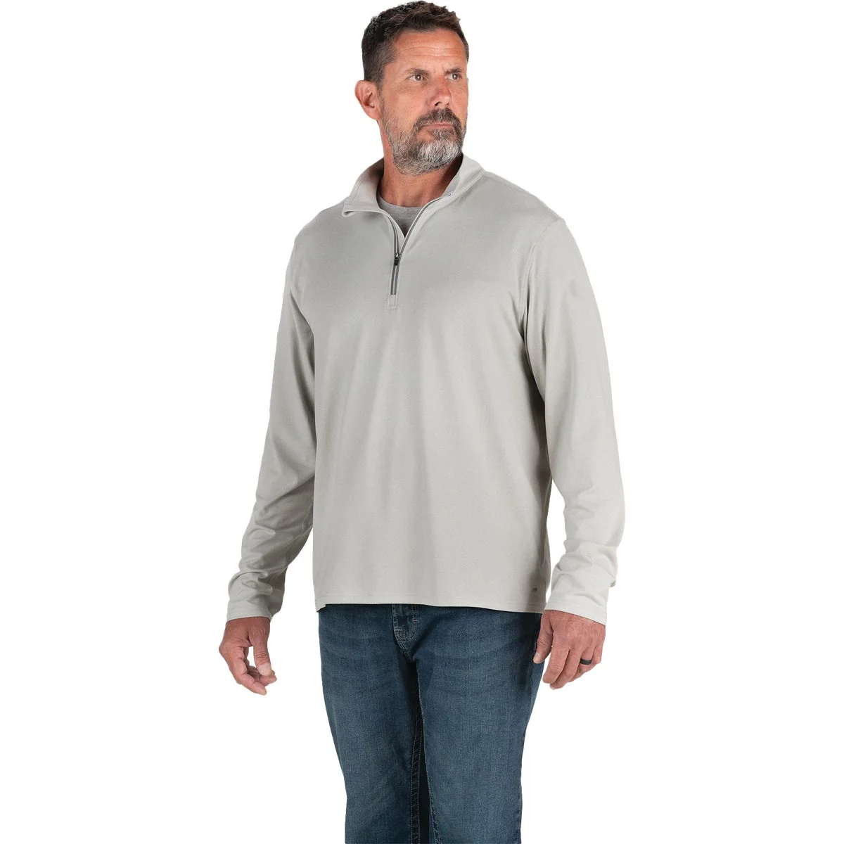 Recyclable Berne Men’s Medium Heathered Gray Midweight UPF Quarter-Zip Shirt Verified