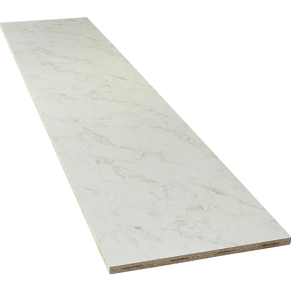 Enhanced VT Industries Stretta 6 Ft. Left Hand Laminate White Marble Countertop Eco-Friendly