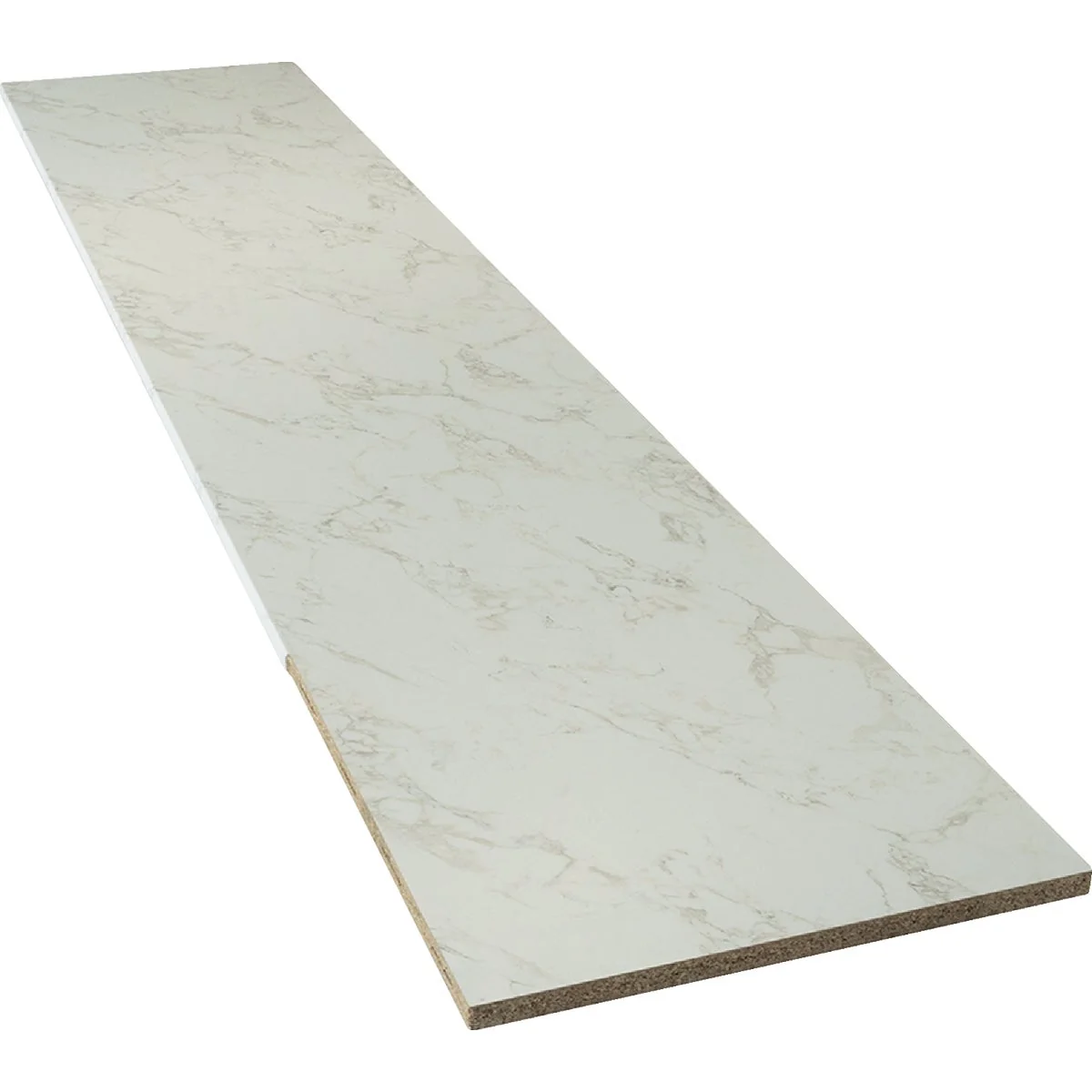 Sustainable VT Industries Stretta 10 Ft. Right Hand Laminate White Marble Countertop Traditional