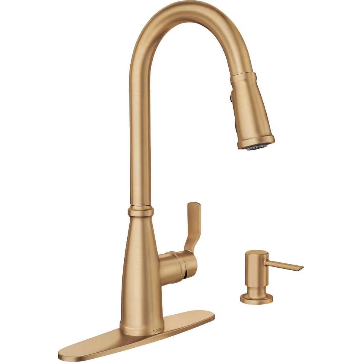 Elite Moen Nolia 1-Handle Pull-Down High Arc Kitchen Faucet Bronzed Gold Premium Material