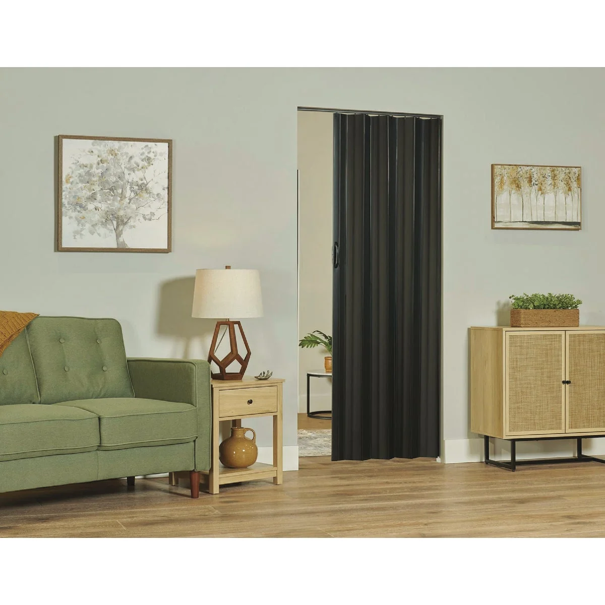 Trendy Spectrum Sienna 36 In. x 80 In. Black PVC Folding Door Practical