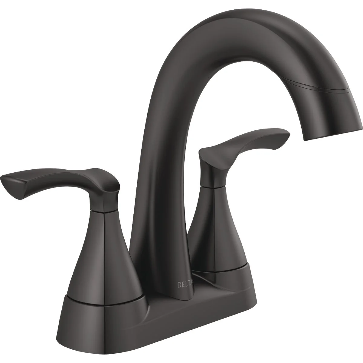 Elite Delta Sandover Matte Black 2-Handle Centerset Pull-Down Bathroom Faucet Detailed