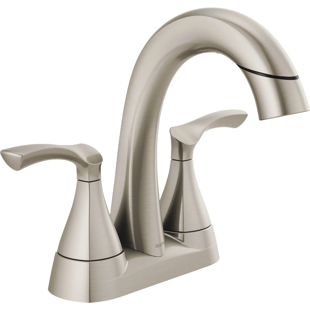 Solid Delta Sandover Brushed Nickel 2-Handle Centerset Pull-Down Bathroom Faucet Quality