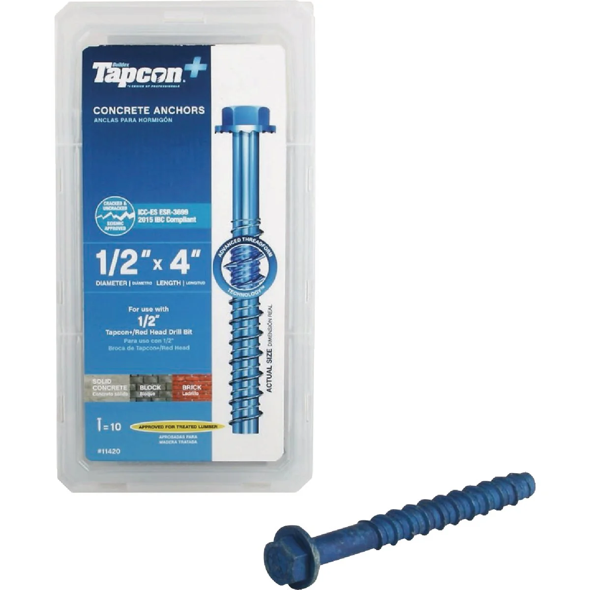 Functional Tapcon 1 2 In. x 4 In. Hex Washer Concrete Screw Anchor 10 Ct. Original Design