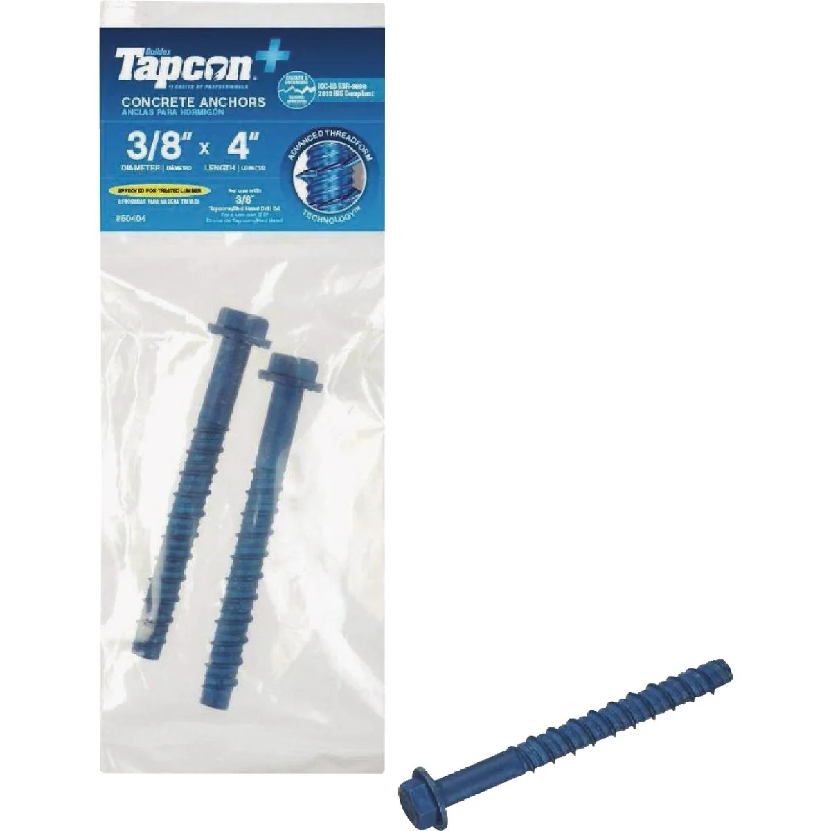 Breathable Tapcon 3 8 In. x 4 In. Hex Washer Concrete Screw Anchor 2 Ct. Detailed