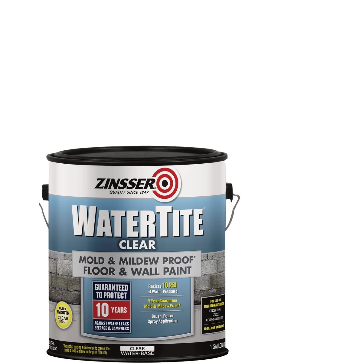 Reliable Zinsser WaterTite Clear Mold Mildew Proof Clear Floor and Wall Paint 1 Gal. Original Design
