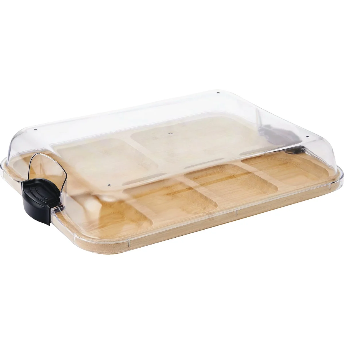 Artisan Farberware 11 In. x 14 In. Build a Board Dual-Sided Bamboo Cutting Board with 6 Compartments and Locking Lid Top-Quality