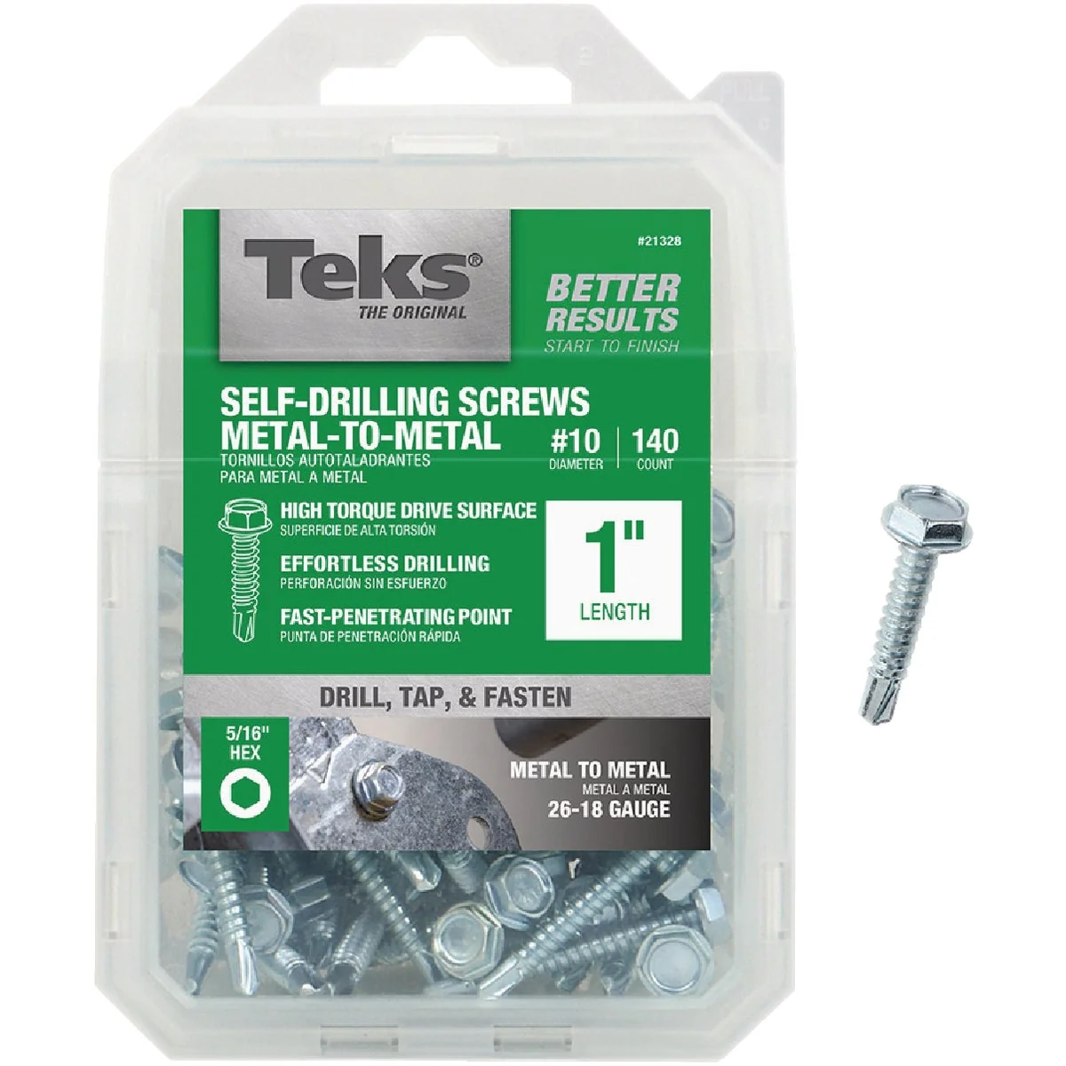 Sophisticated Teks 10 x 1 In. Hex Washer Head Drill Point Metal to Metal Screw 140 Ct. Outstanding