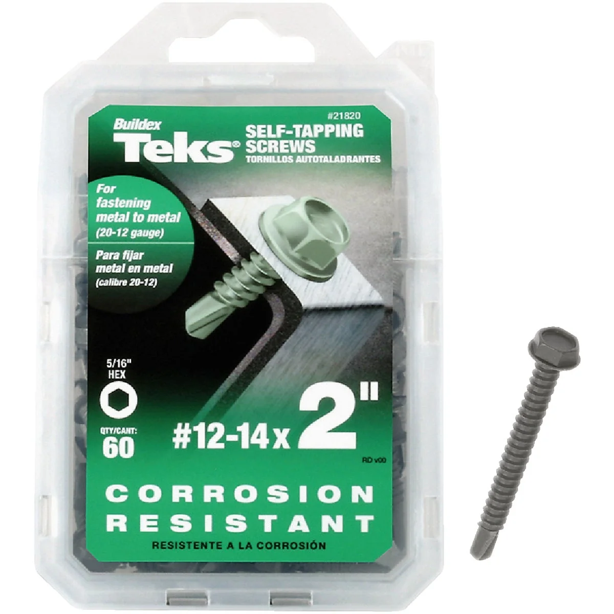 Recyclable Teks 12 x 2 In. Hex Washer Head Drill Point Metal to Metal Screw 60 Ct. Trendy