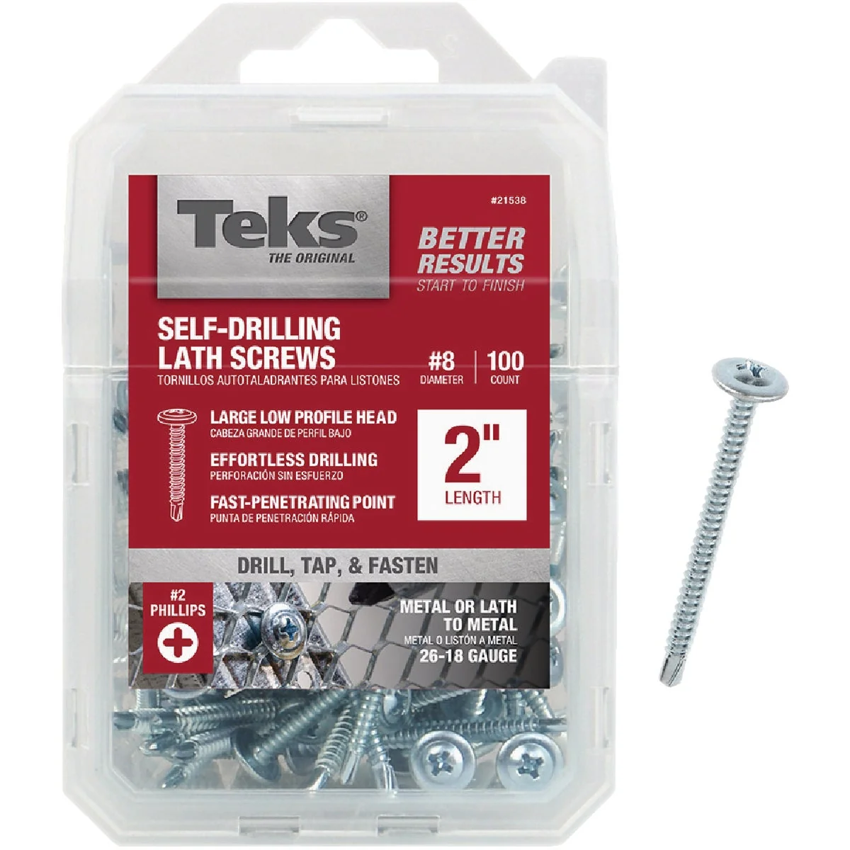 Original Teks 8 x 2 In. Modified Truss Head Drill Point Lath Screw 100 Ct. Elegant